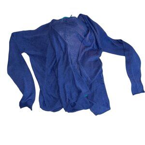 tori richard NEW bright blue linen open waterfall drape cardigan swea…